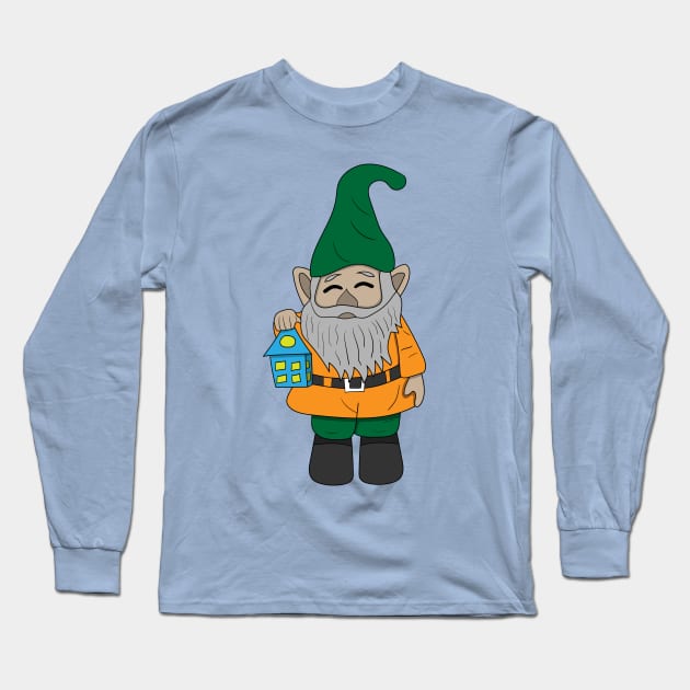 cute gnome with lantern Long Sleeve T-Shirt by maricetak